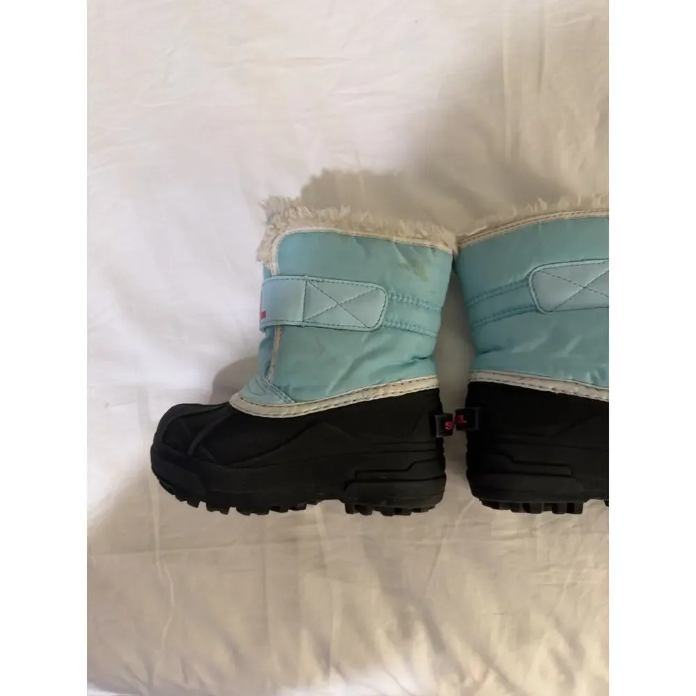 Sorel Snow Commander Girls Snow Boots Turquoise Pink Sz 9c Waterproof Insulated